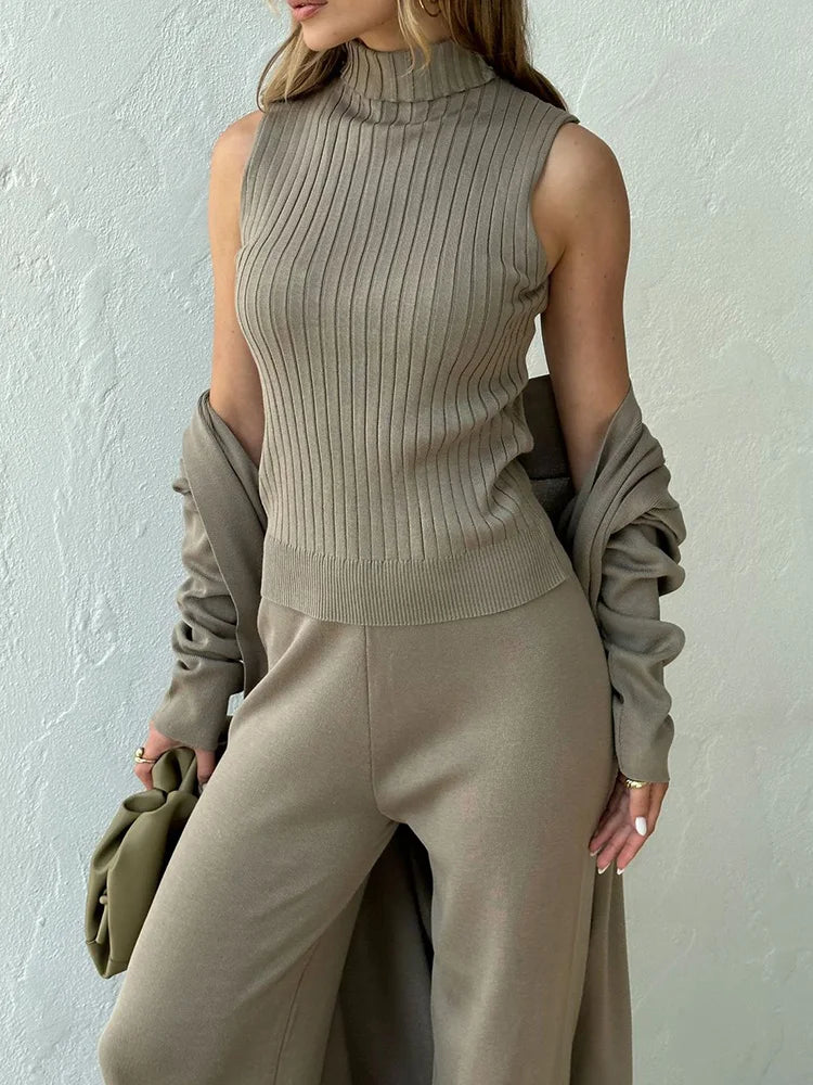 Ensemble 3 pièces cardigans longs pour femmes