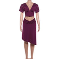 Ensemble deux pièces violet jupe, crop top asymétrique pour femmes
