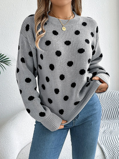 Pull à Pois Femme – Maille et Motifs Contrastés