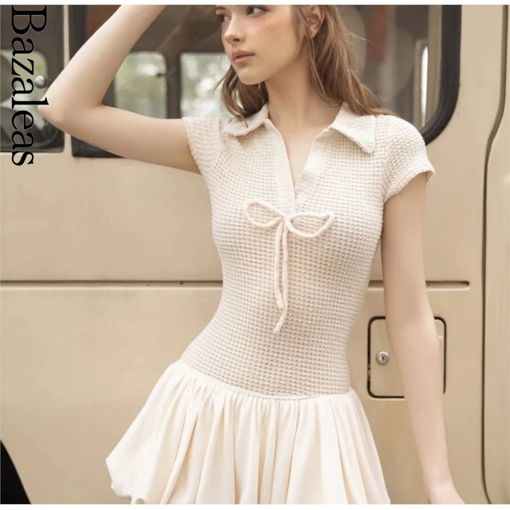Robes plissées Vintage à manches courtes pour femmes