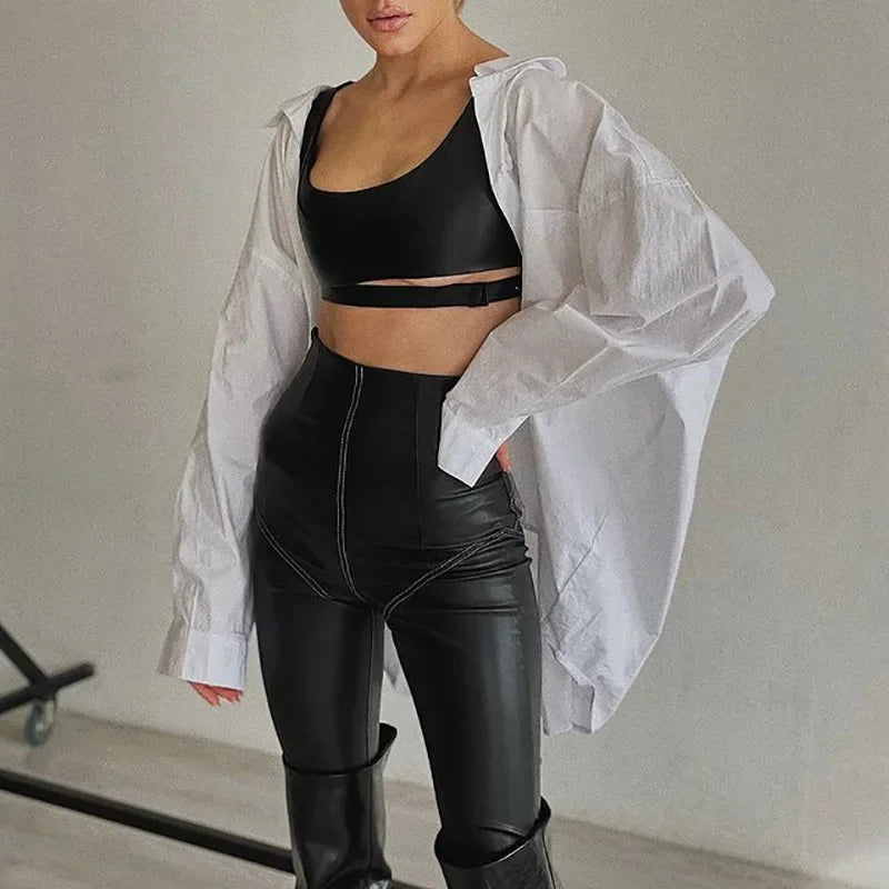Legging Slim Femme – Similicuir PU