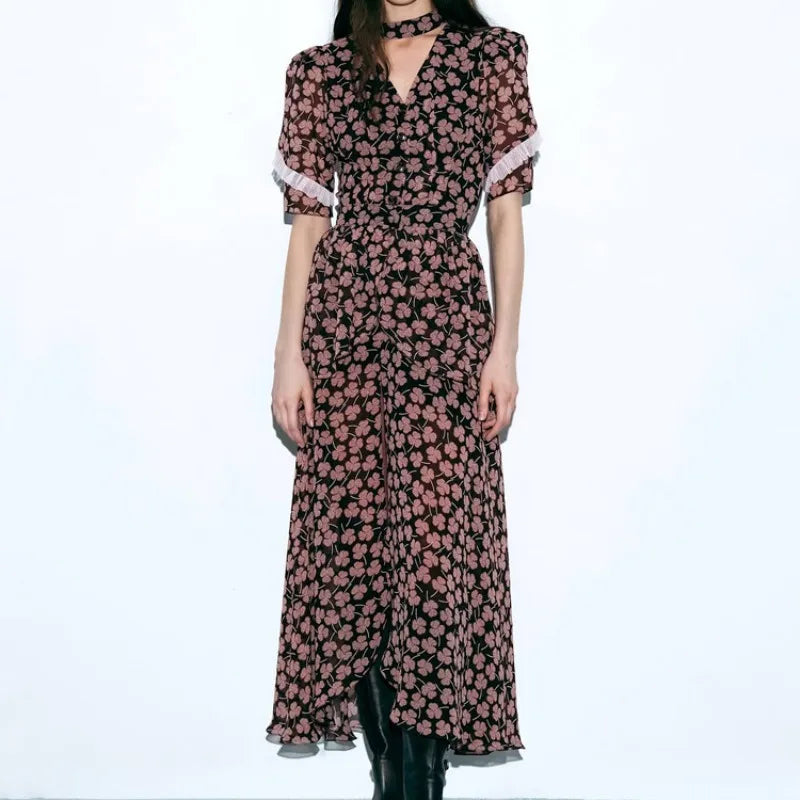 Robe longue à imprimé floral pour femmes