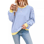 Sweat-shirt rayé surdimensionné pour femmes