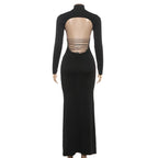 Robe longue moulante à dos nu et lacets pour femmes