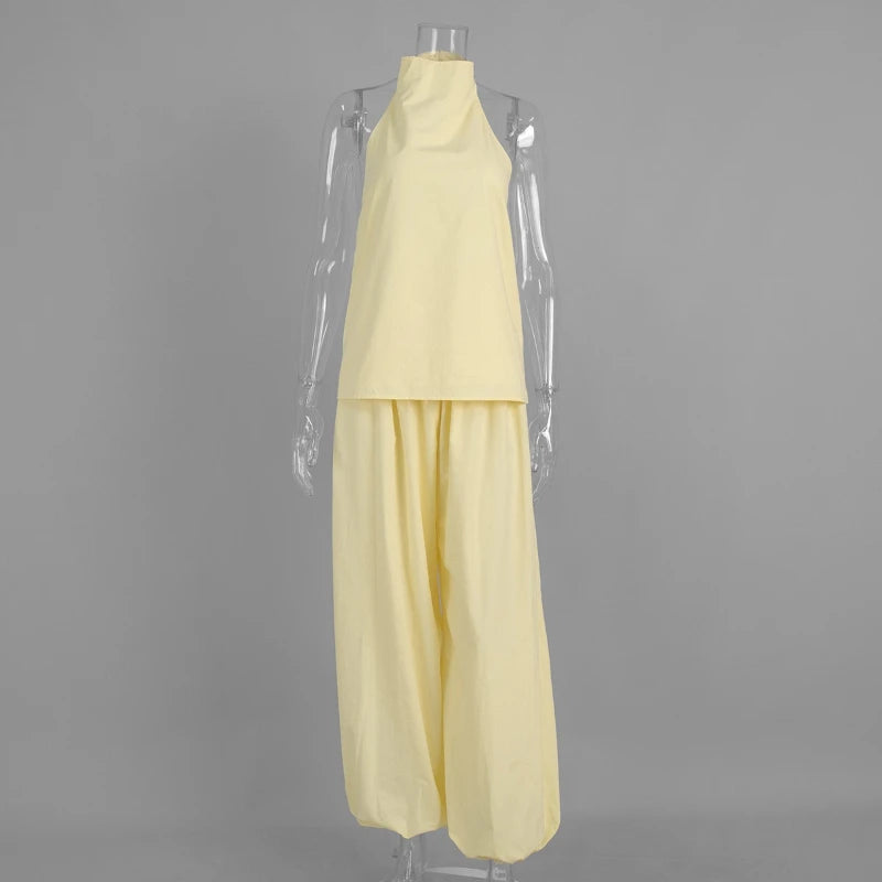 Ensemble pantalon et haut dos nu pour femmes