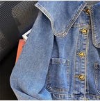 Veste en jean à col de poupée pour femmes