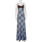 Robe longue à carreaux sexy pour femmes