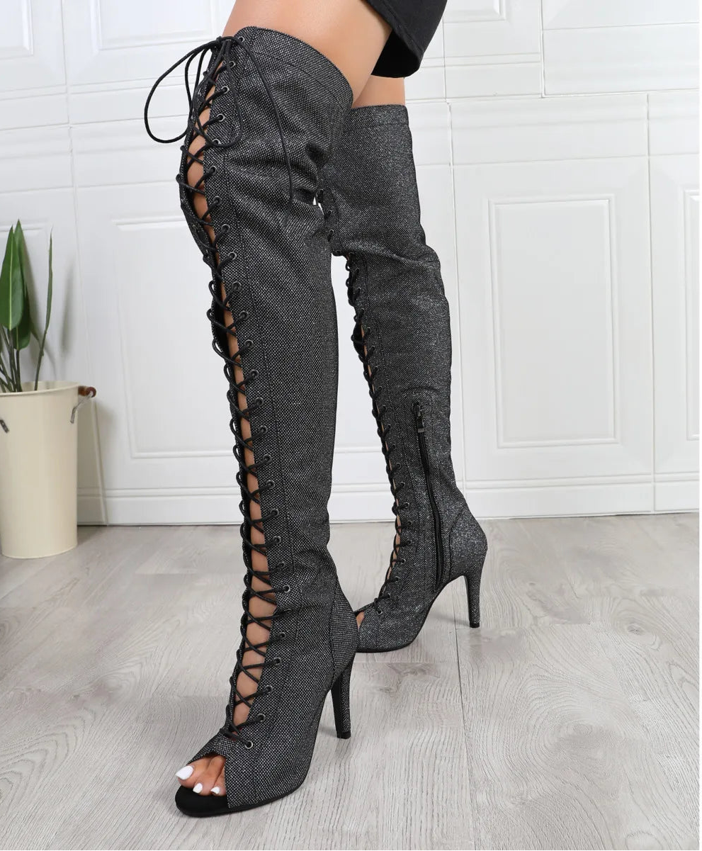 Botte à talon au-dessus du genou pour femmes