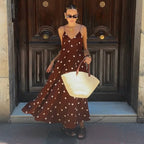 Robe longue d'été à pois pour femmes