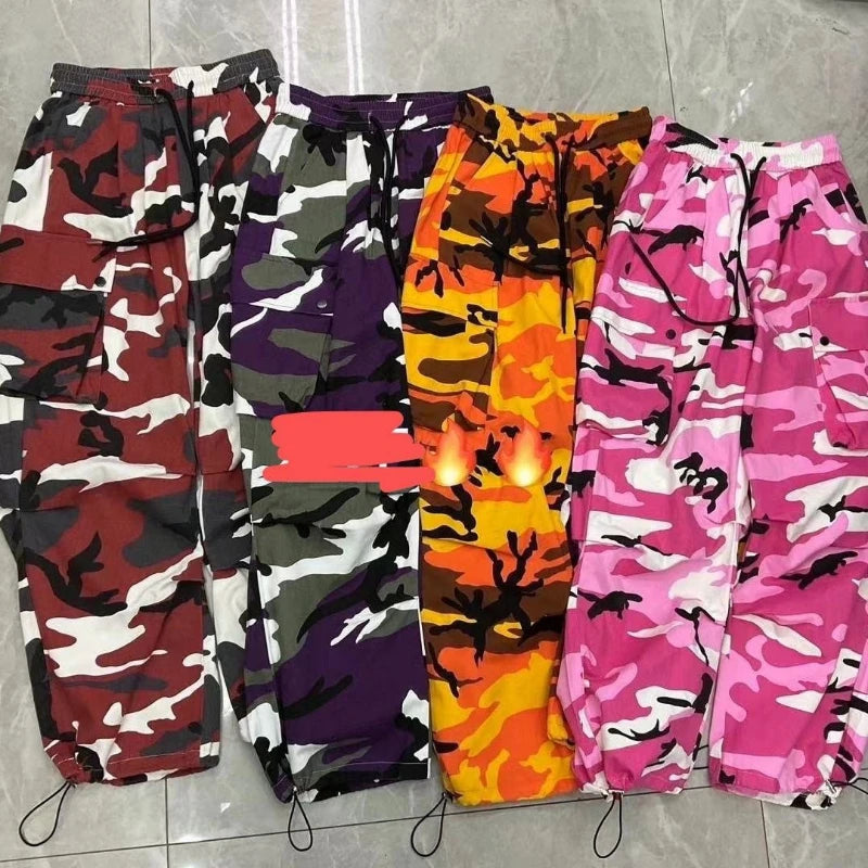 Pantalon ample de couleur camouflage esthétique pour femmes