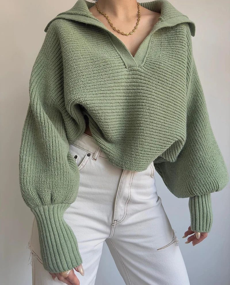 Pull court en tricot vintage pour femmes