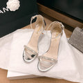Sandales avec strass et talons fins pour femmes