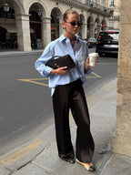 Pantalon décontracté en satin pour femmes
