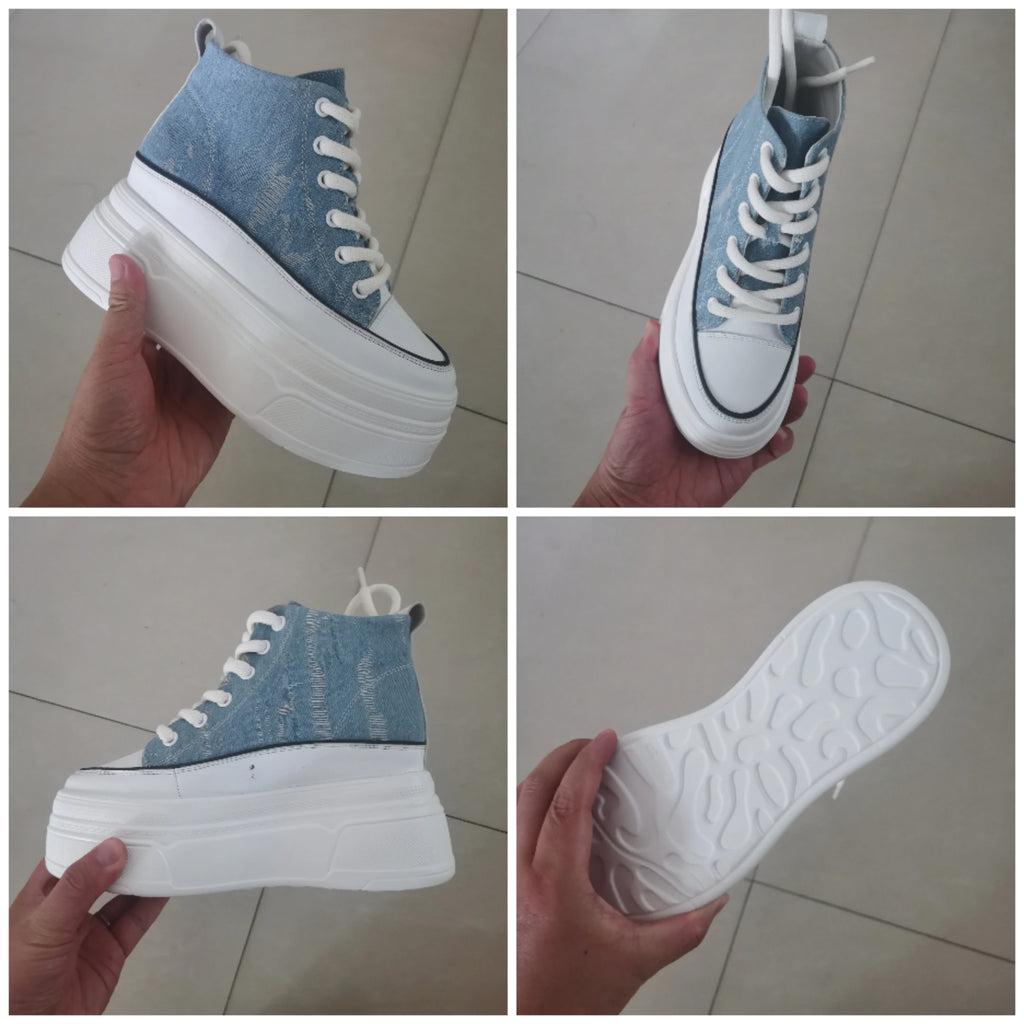 Baskets à lacets en cuir véritable pour femmes