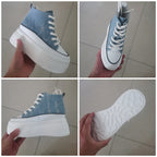 Baskets à lacets en cuir véritable pour femmes