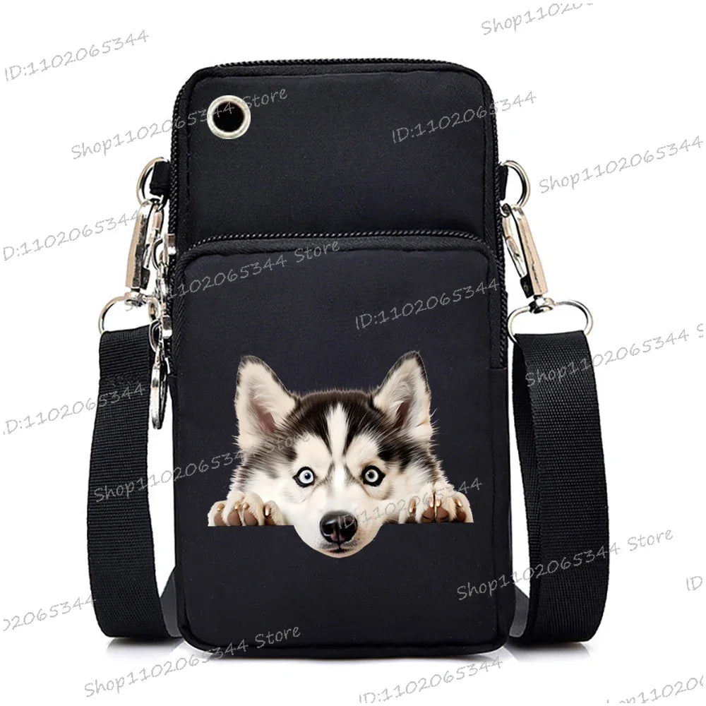 Sac à main pour téléphone portable imprimé chien 3D pour femmes