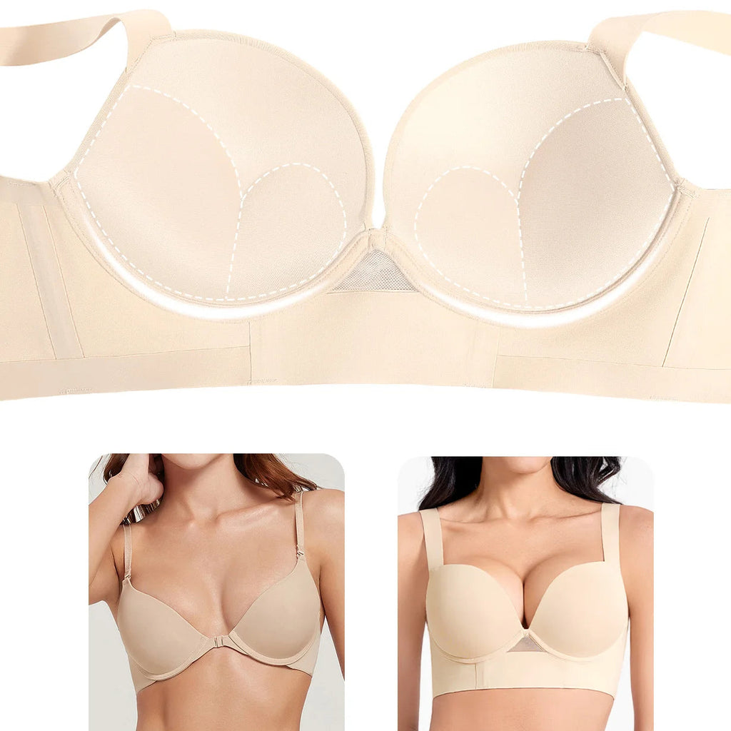 Soutien-gorge sans couture Push Up profond V plongeant pour femmes