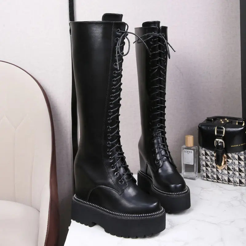 Bottes à semelle compensée en polyuréthane pour femmes