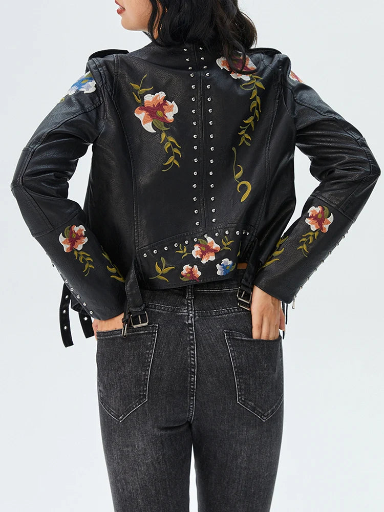 Veste en faux cuir vintage pour femmes