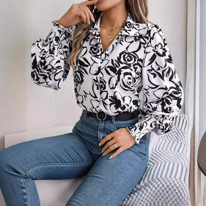 Chemisier Fleuri Femme – Col à Revers Élégant