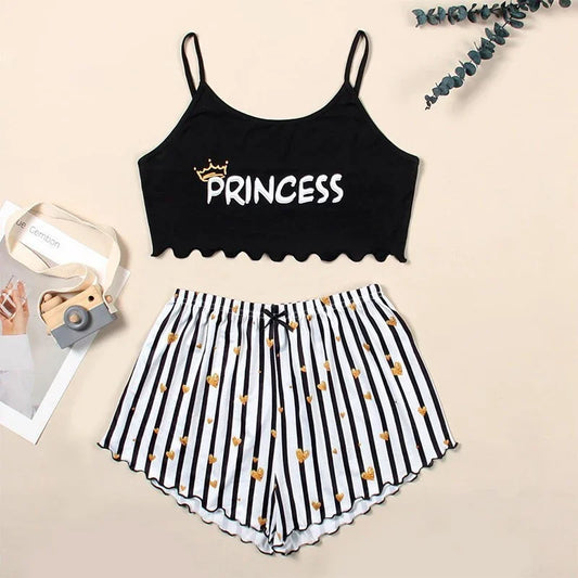 Pyjama d’Été Femme – Débardeur et Short Rayés