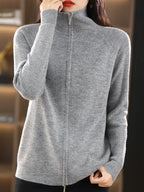 Pull en laine à double fermeture éclair pour femmes