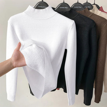 Pull à Col Montant Femme – Maille Doublée Polaire