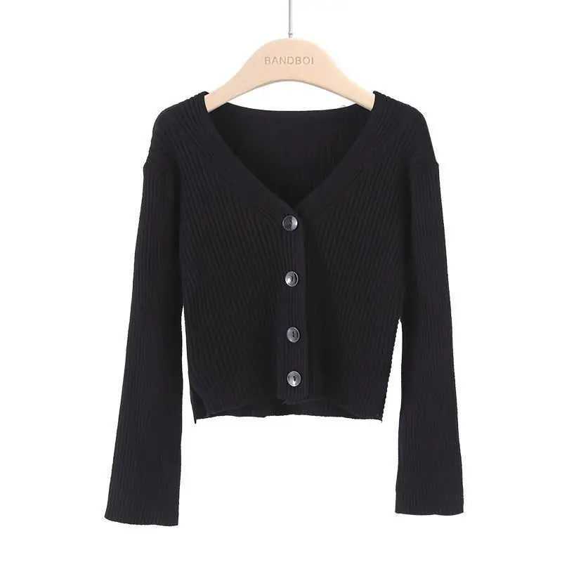 Cardigan court à boutons pour femmes