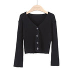 Cardigan court à boutons pour femmes