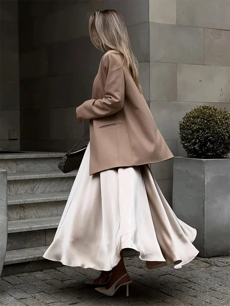 Jupe longue en satin pour femmes