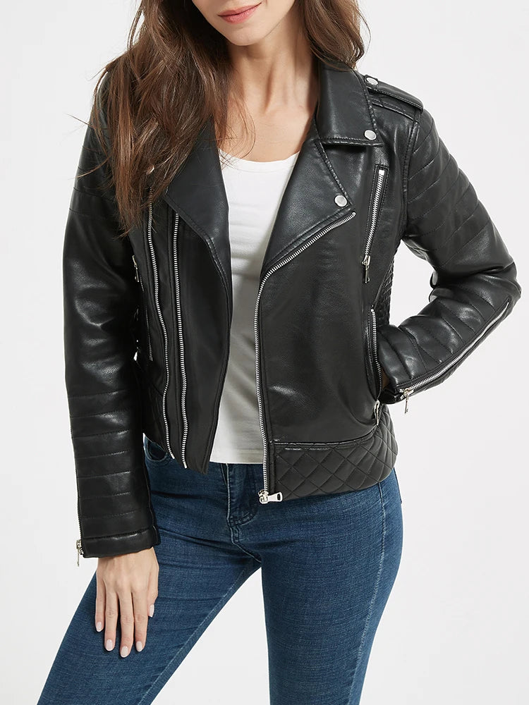 Veste court en pu faux cuir pour femmes