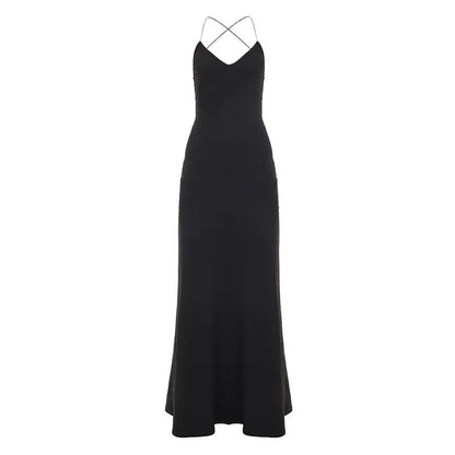 Robe longue femme dos nu à fines bretelles