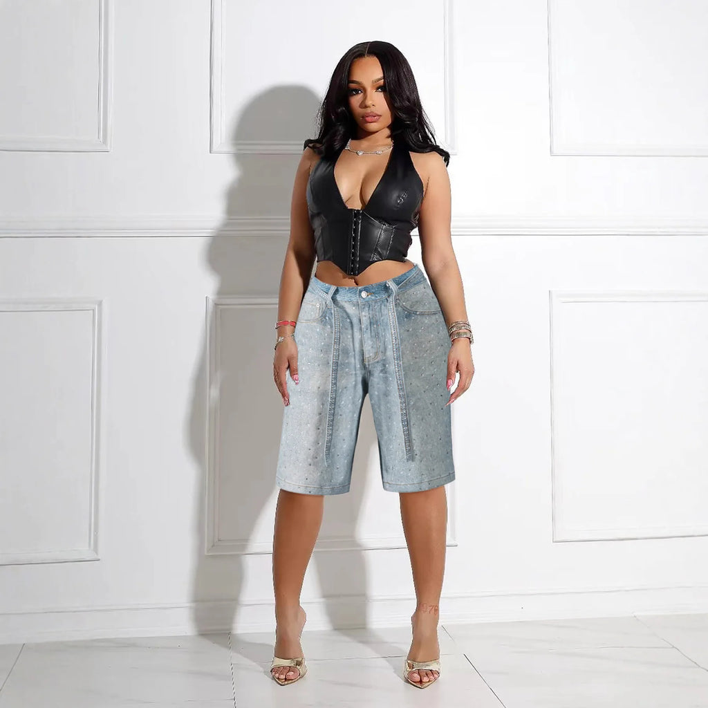 Jean capri ample en jean pour femmes