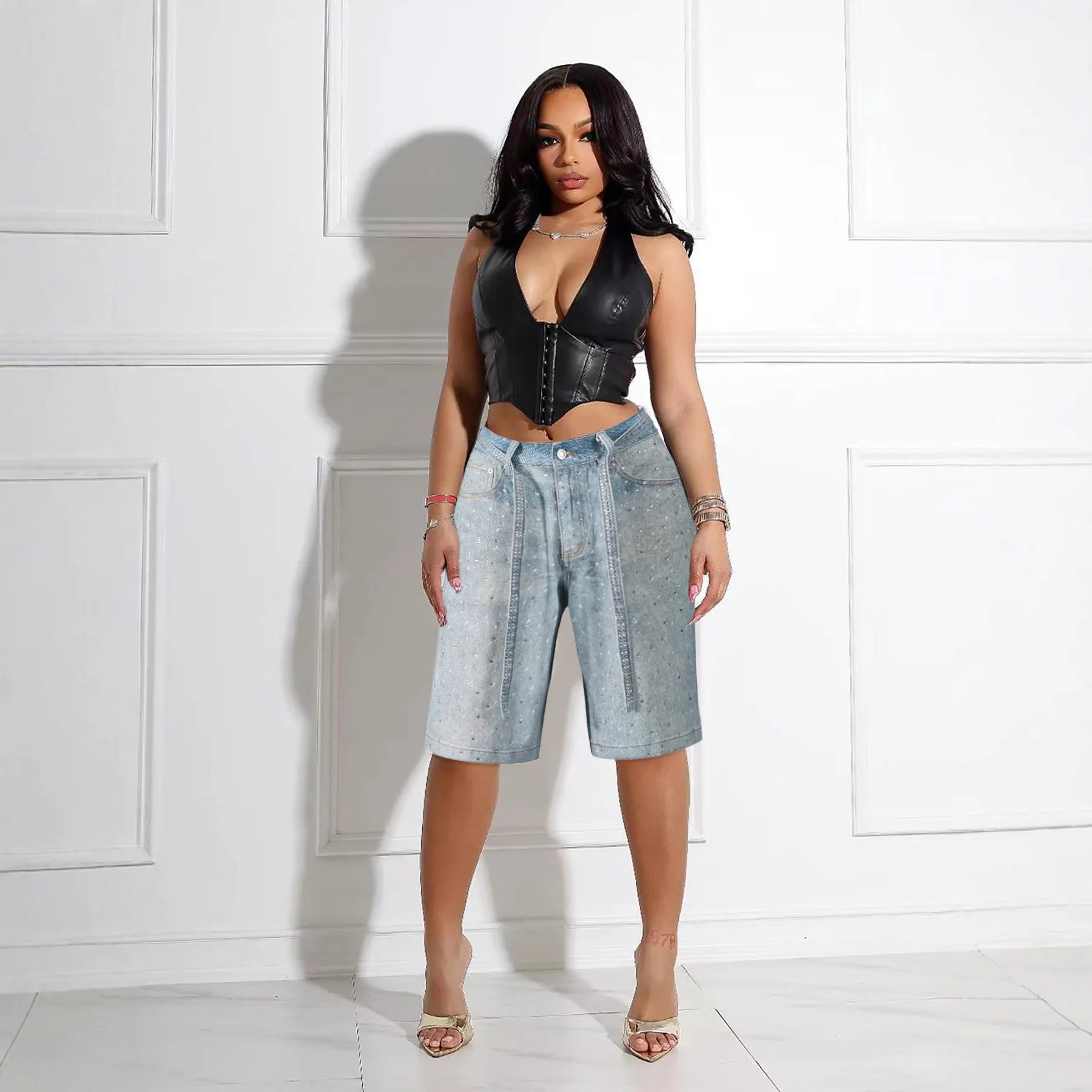 Jean capri ample en jean pour femmes