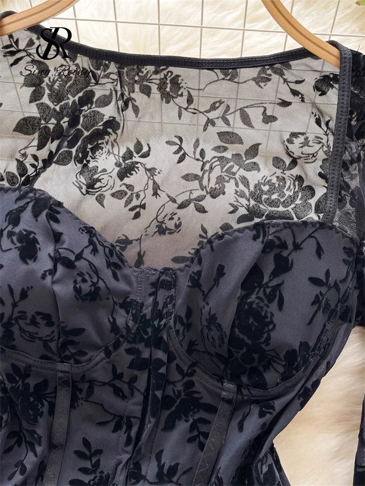 Body à fleurs floquées pour femmes