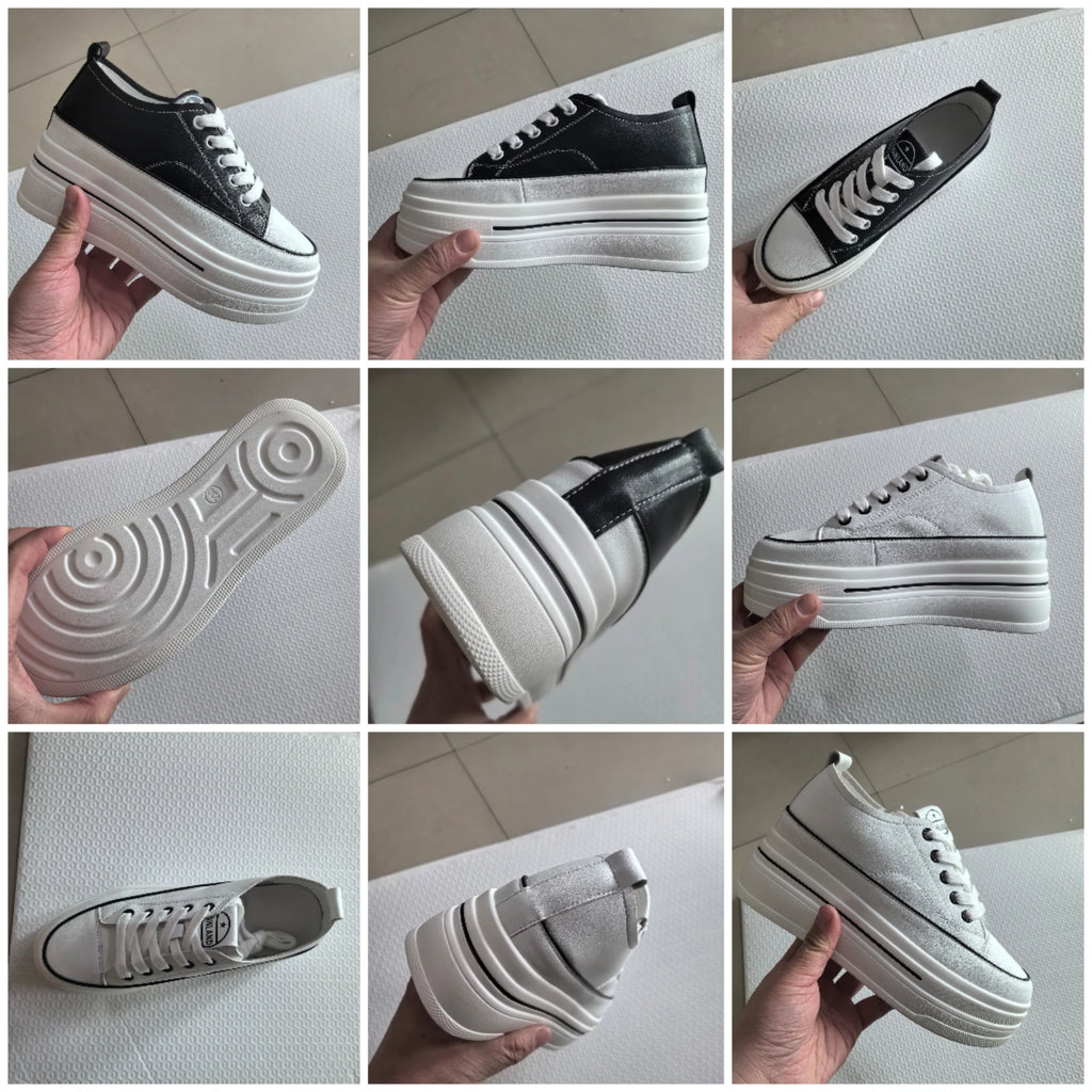 Baskets en cuir a semelle haute pour femmes