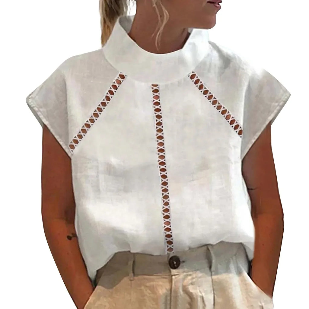 Chemise blanche légère en lin de coton pour femmes