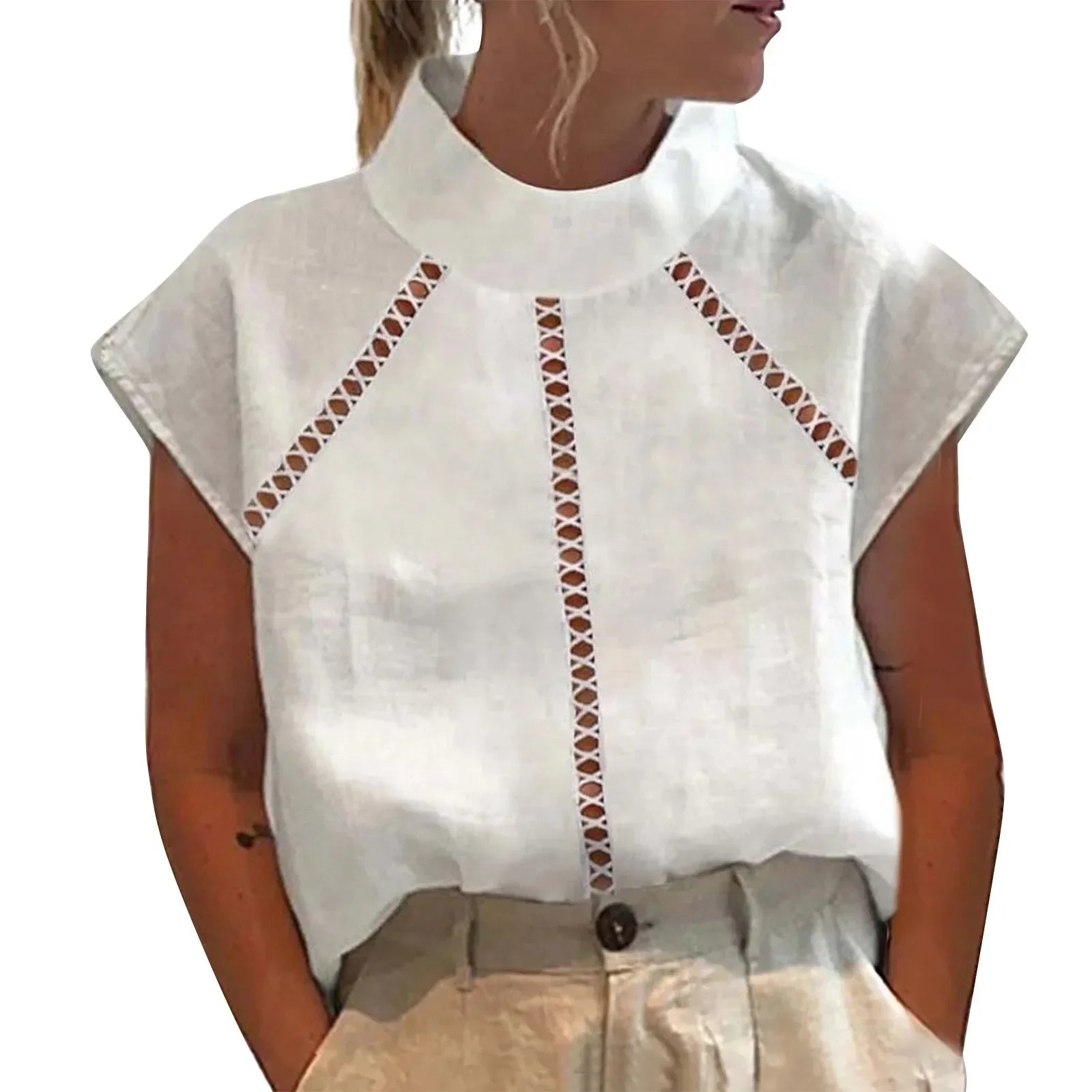 Chemise blanche légère en lin de coton pour femmes