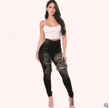 Jean déchiré en denim pour femmes