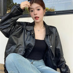 Veste en cuir PU pour femmes