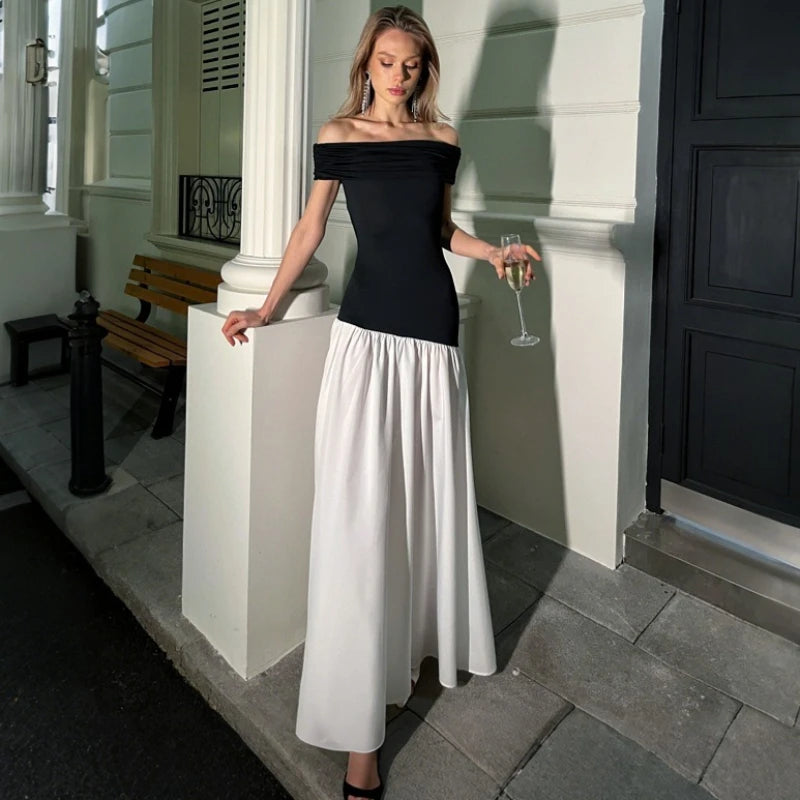 Robe longue à épaules dénudées pour femmes