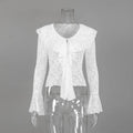 Chemisier en dentelle transparente blanche pour femmes