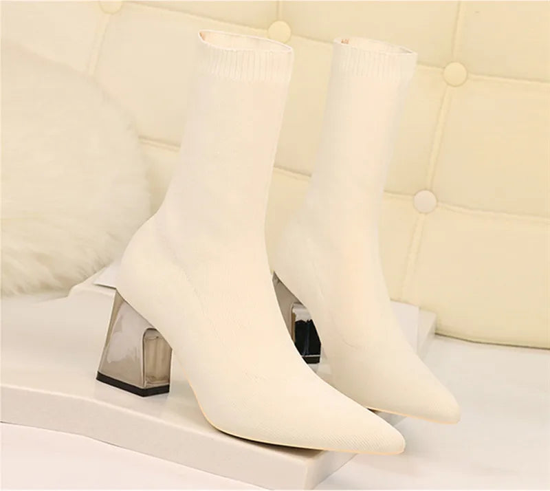 Bottines extensibles en tricot de haute qualité pour femmes