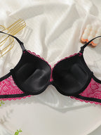 Soutien-gorge en dentelle broderie fleur sexy pour femmes avec anneau en acier rassemblement soutien-gorge push up bandoulière réglable facile à nettoyer soutien-gorge