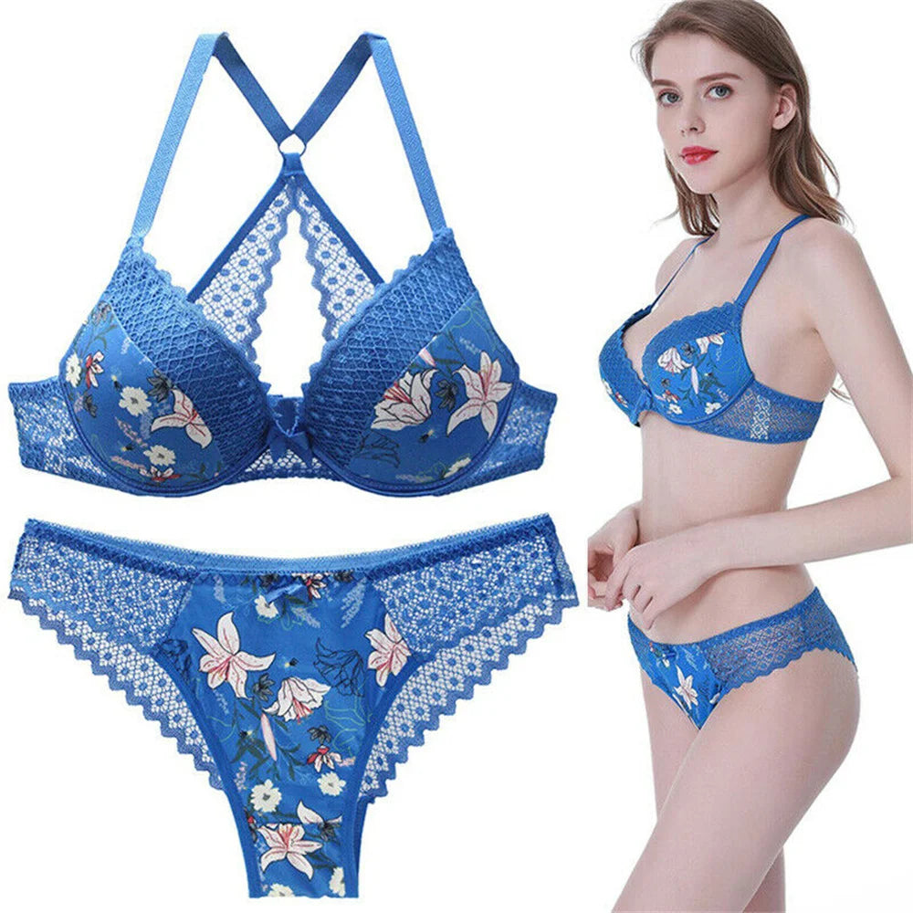 Ensemble soutien-gorge à armatures rembourré et culotte assorti pour femmes