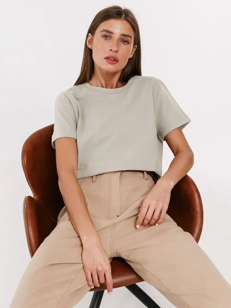 T-shirt d'été 100 % coton pour femmes