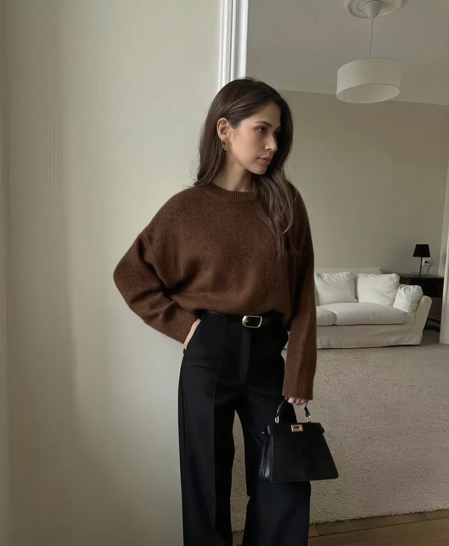 Pull à col rond et manches courtes pour femmes