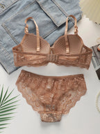 Ensemble deux pièces soutien-gorge et culottes transparente pour femmes