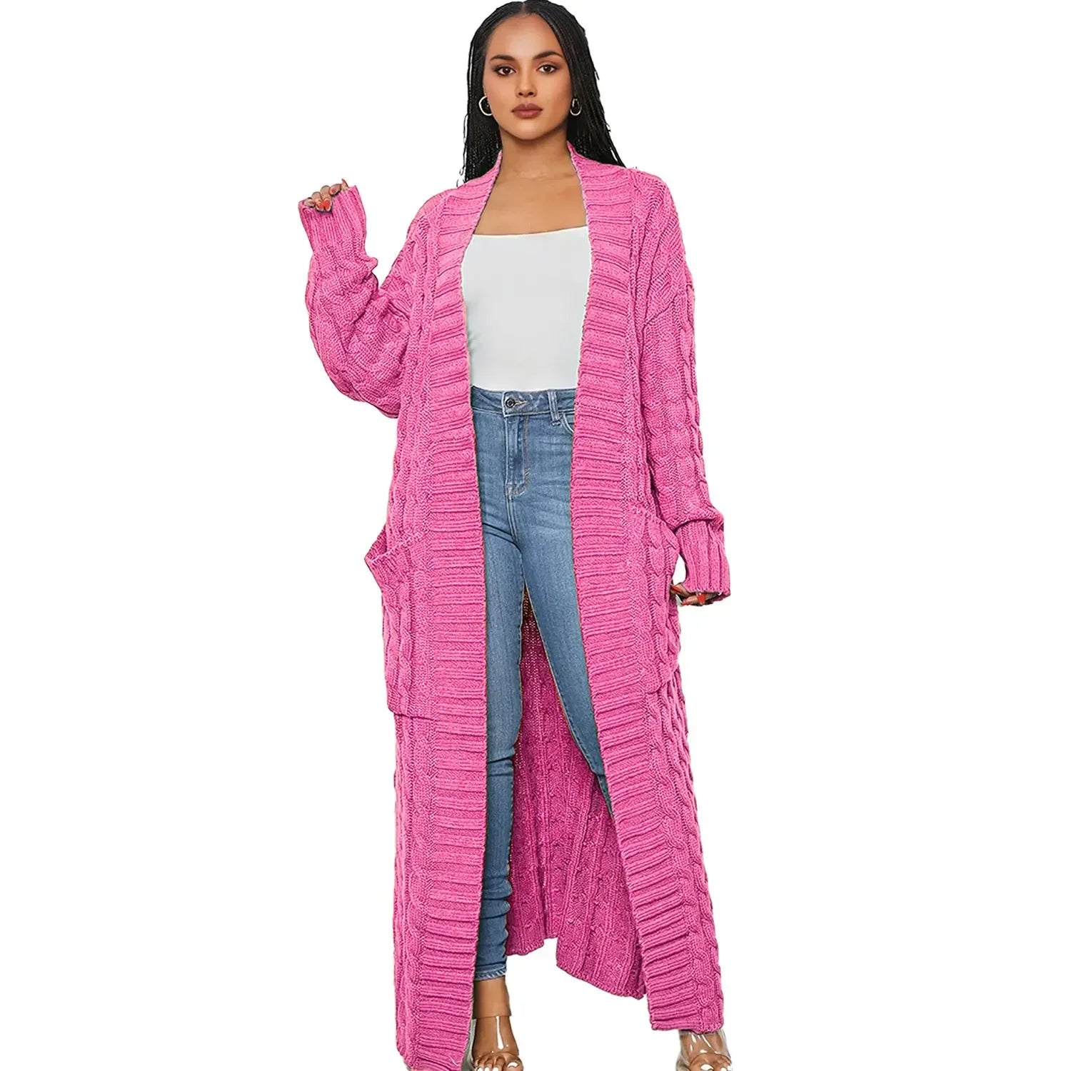 Cardigan long et torsadé pour femmes