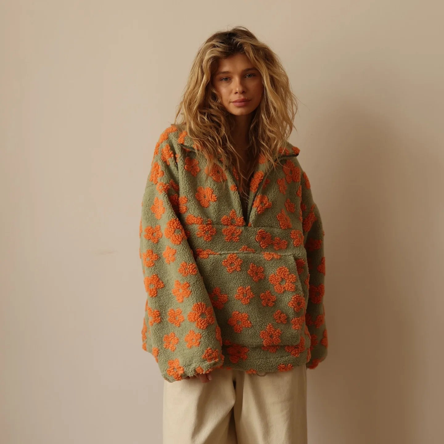 Sweat-shirt en polaire à fleurs pour femmes